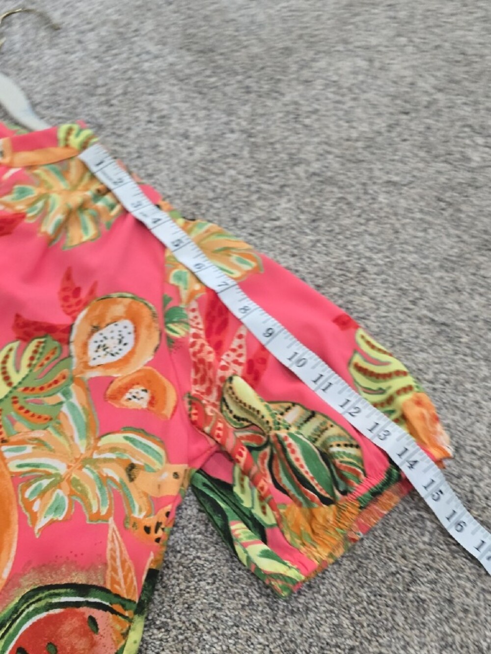 Entro Coral Pink Tropical Fruit Print Short Sleeve Shirt - Picture 5 of 7